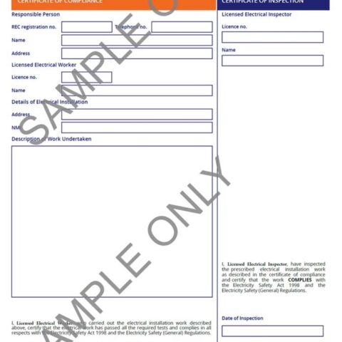 ESV example of Certificate of Electrical Safety (COES)